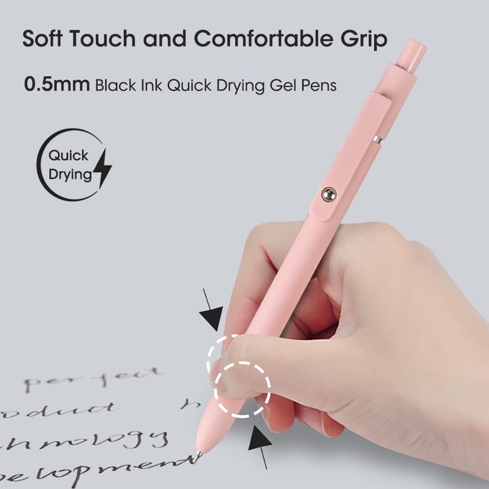 FIOVER Gel Pens, 10pcs 0.5mm Quick Dry Black Ink Fine Point Smooth Writing Pens for Journaling Note Taking High-End Series Ballpoint for Office School Supplies(10pcs Morandi)