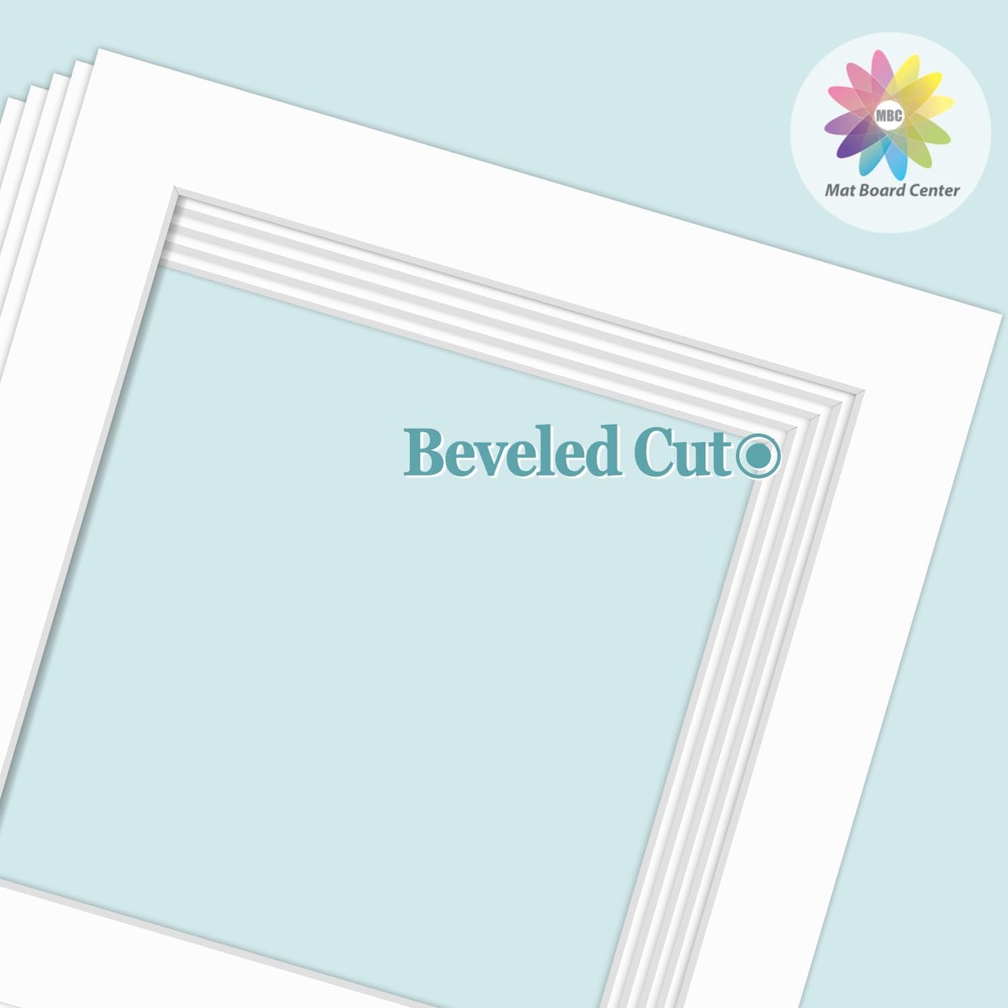 MBC Mat Board Center, 5 Pack 10x10 for 8x8 White Picture Mats Frame Mattes, Bevel Cut, Acid Free, 4-ply Thickness
