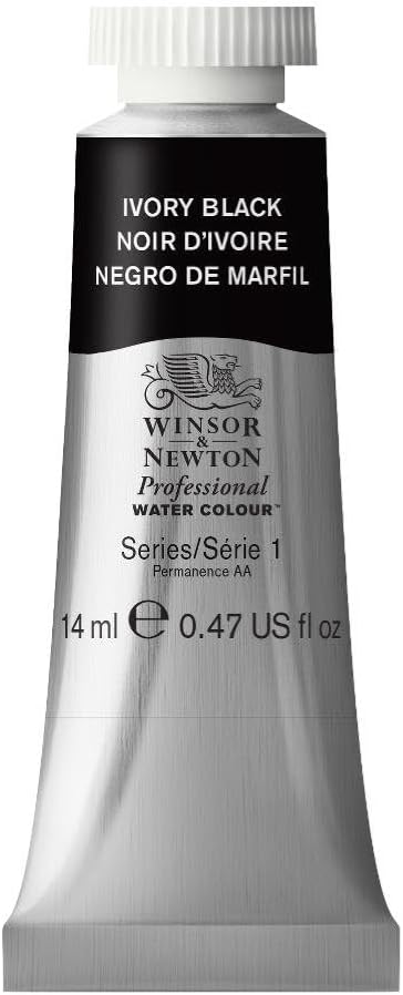 Winsor & Newton Professional Water Colour Paint, 0.47-oz Tube, Ivory Black