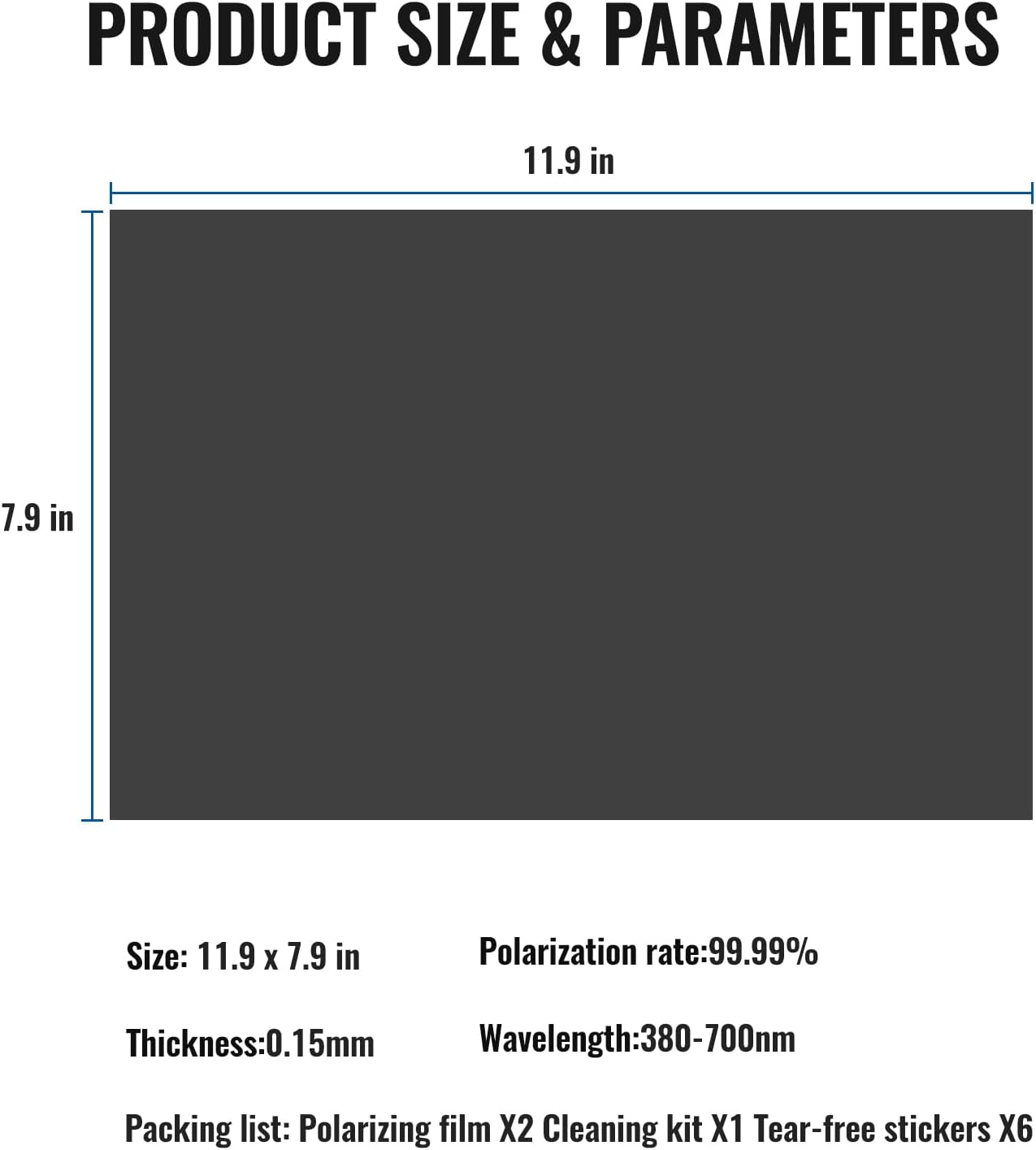 Polarizing Film, with Cleaning Kit and Finger Cots Adhesive Polarized Film 2 Pcs, Size7.9 X 11.9 in, Thikness 0.15mm, Suitable for LCD Screen Repair Photographic Filters & Physics Education