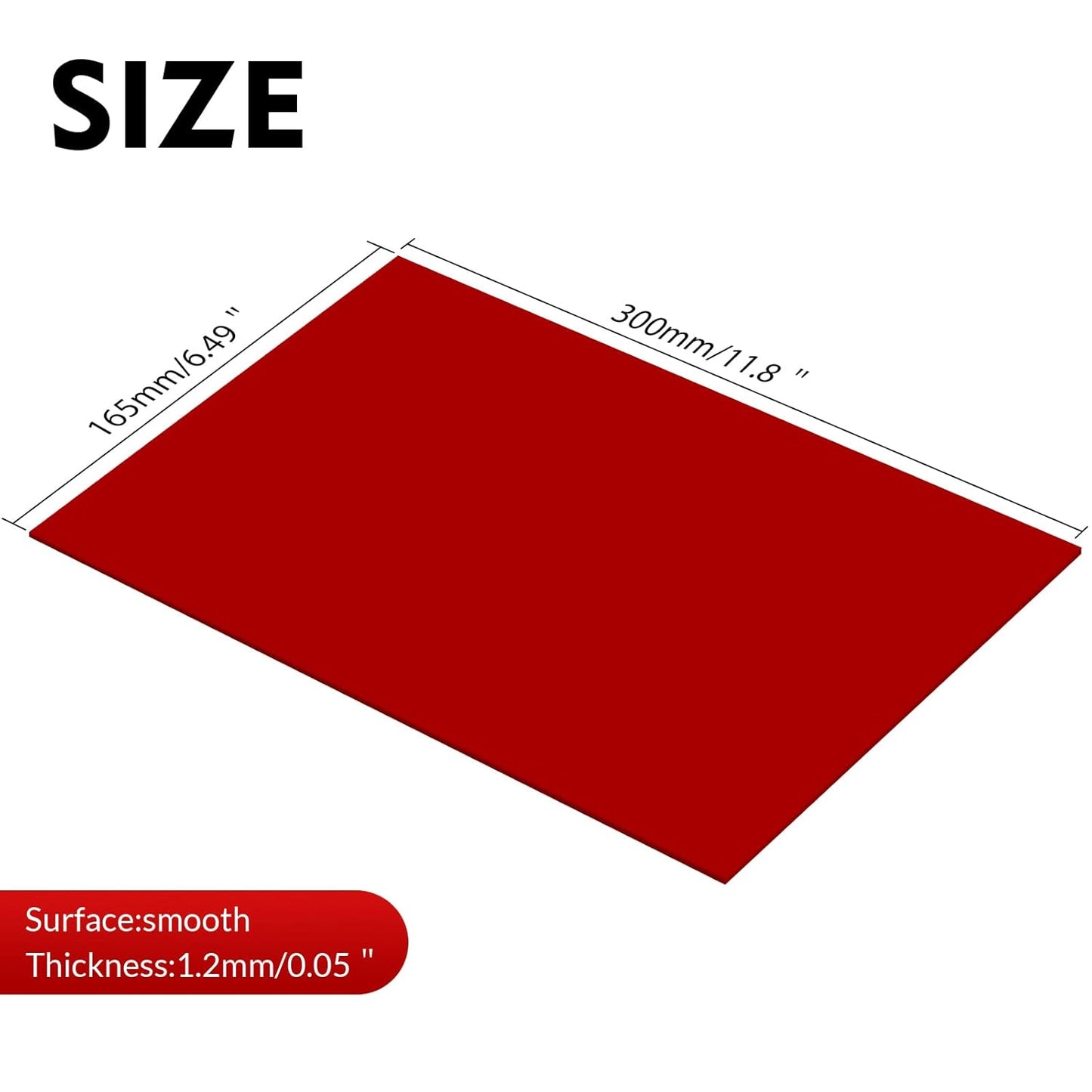 Laser Engraving Blank Red ABS Double Color Plastic Sheet, 11.8x6.49x0.05 inch Materials Double Color Plastic Sheet for Interior Signs, Badges (Red)