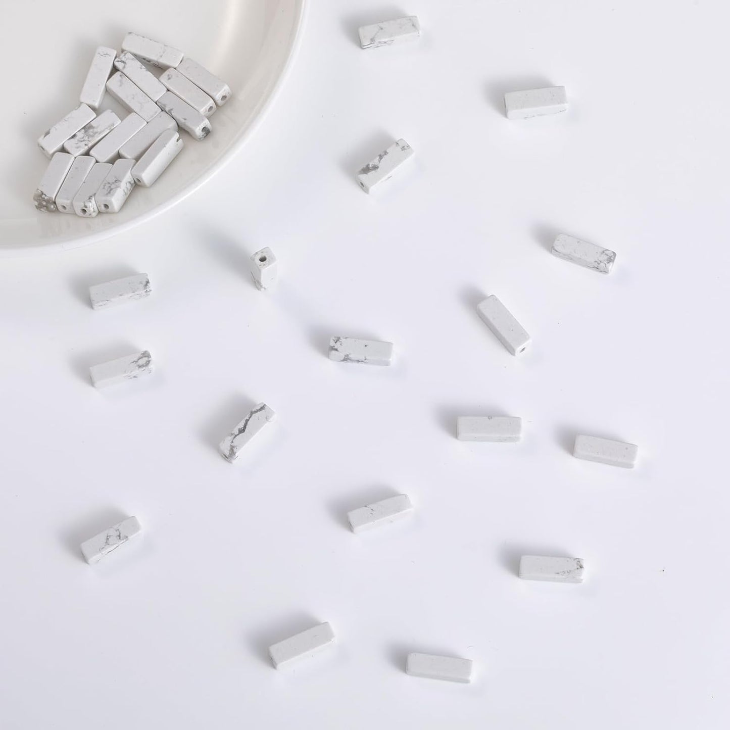 Natural White Turquoise Rectangle Tube Beads 4x13mm 38cm/str Loose Semi Gemstone Stone Beads for Making Bracelets Necklace Earrings