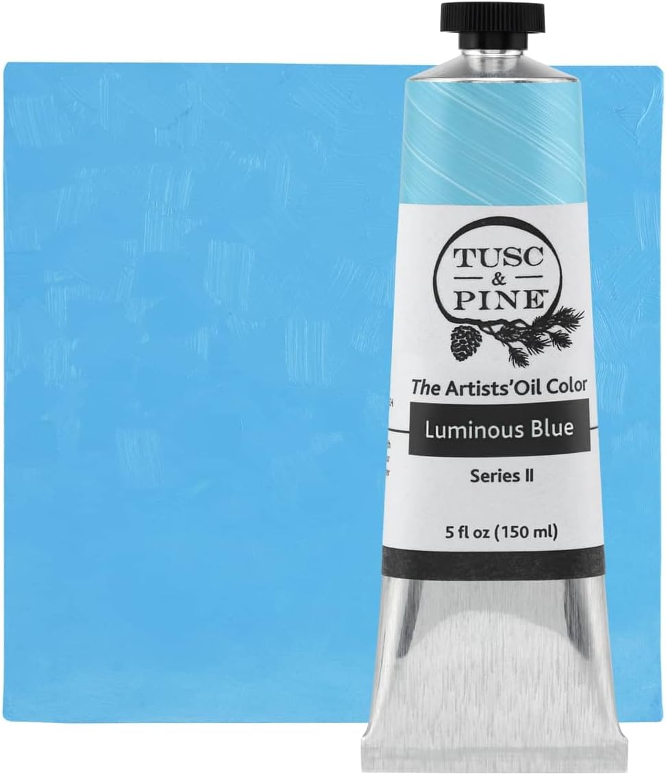 Tusc & Pine Artist Oil Paint - Luminous Blue, 150 ml, Non-Yellowing, Rich & Creamy Consistency, Maximum Pigment Load, Small Batch Milled Oil Paints Made in the USA for Professional Artists