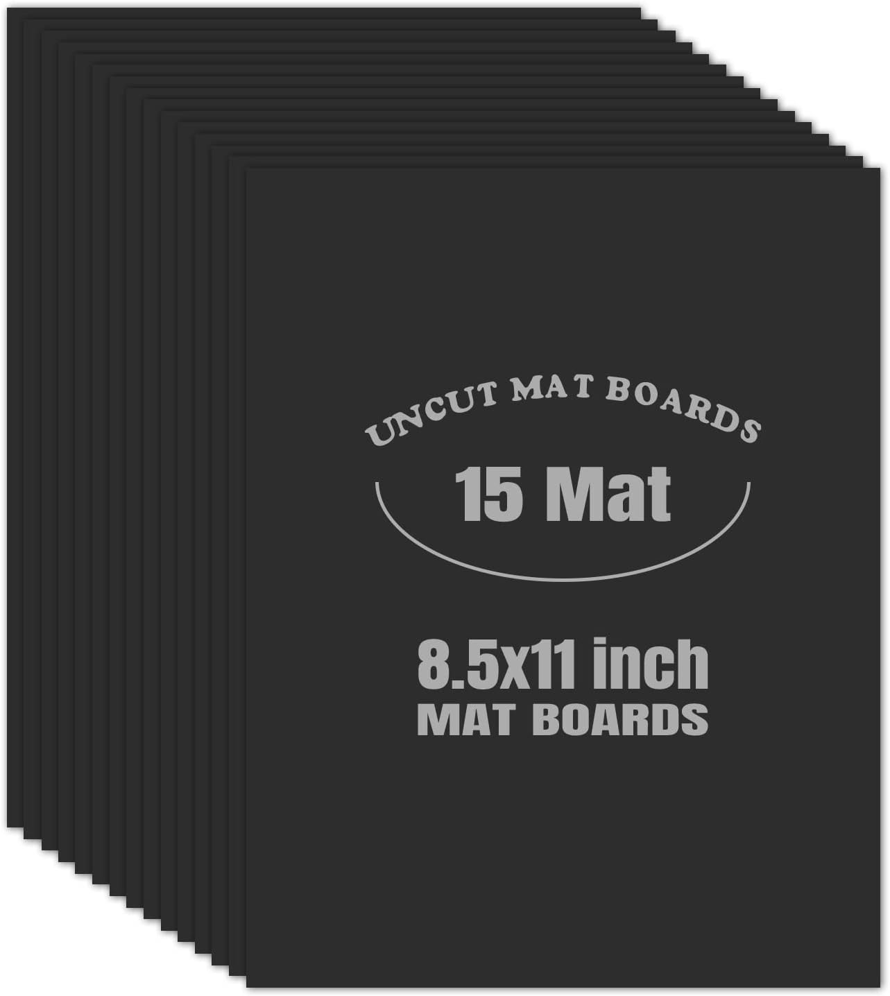 AUEAR, 15 Pack 8.5x11 Uncut Matte Boards Black Photo Mat Board Great for Picture Framing, Print, Artwork