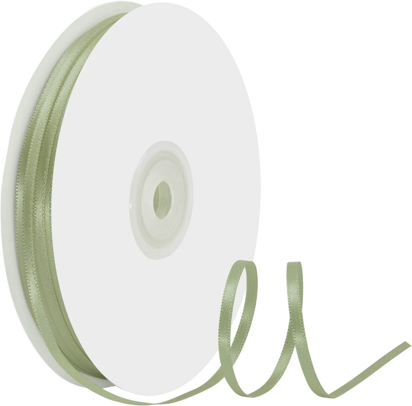 1/8" X 100 Yards Spring Moss Satin Thin Ribbon Solid Color Double Faced Ribbons Perfect for Crafts Wedding Decor Bow Making Arts Sewing and More