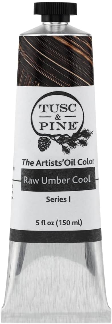 Tusc & Pine Artist Oil Paint - Raw Umber Cool, 150 ml, Non-Yellowing, Rich & Creamy Consistency, Maximum Pigment Load, Small Batch Milled Oil Paints Made in the USA for Professional Artists