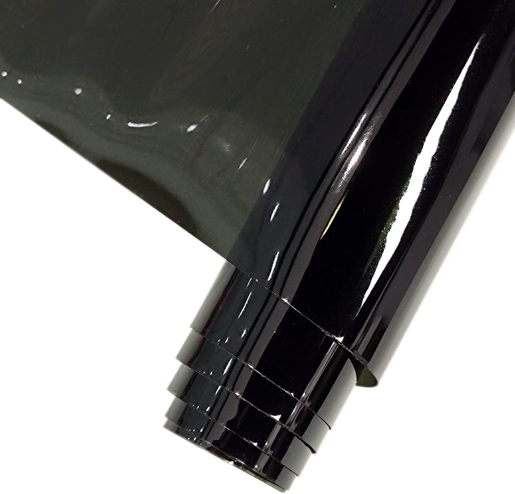 HYANG Solid Colors Transparent PVC Super Clear Holographic Vinyl 1 Roll 12" x 47" (30cm x 120cm) for DIY Bows Earrings Bags DIY Crafts Making (Black)