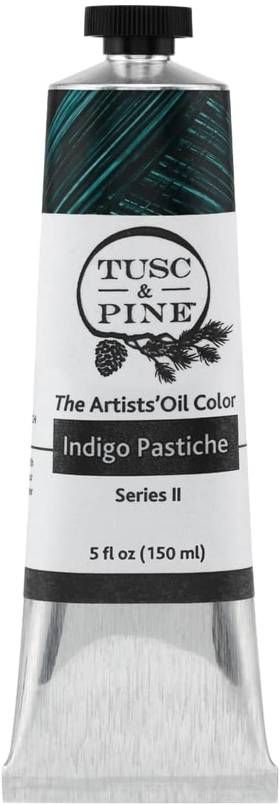 Tusc & Pine Artist Oil Paint - Indigo Pastiche, 150 ml, Non-Yellowing, Rich & Creamy Consistency, Maximum Pigment Load, Small Batch Milled Oil Paints Made in the USA for Professional Artists