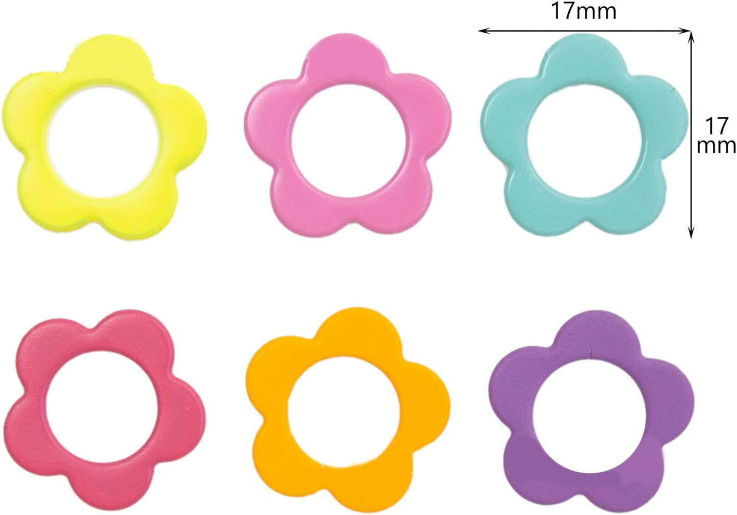 Hilsayum 60PCS Multicolor Stitch Markers Flower Shape Metal Ring Stitch Stoppers Mini Crochet Locking Markers with Wooden Storage Box (Multicolor)