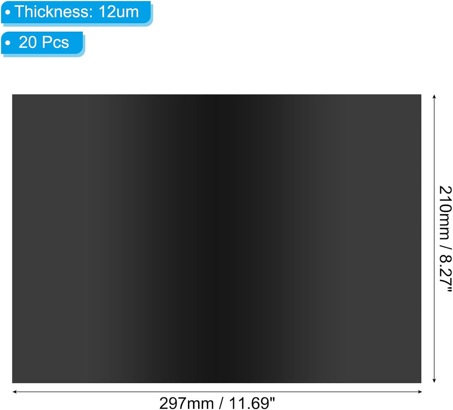 PATIKIL 11.7x8.3" Hot Stamping Foil Paper Sheet, 20 Sheets A4 Heat Transfer Hot Stamping Paper Foil for Leather DIY Logo Decor Craft Gift Package Scrapbook Card, Black