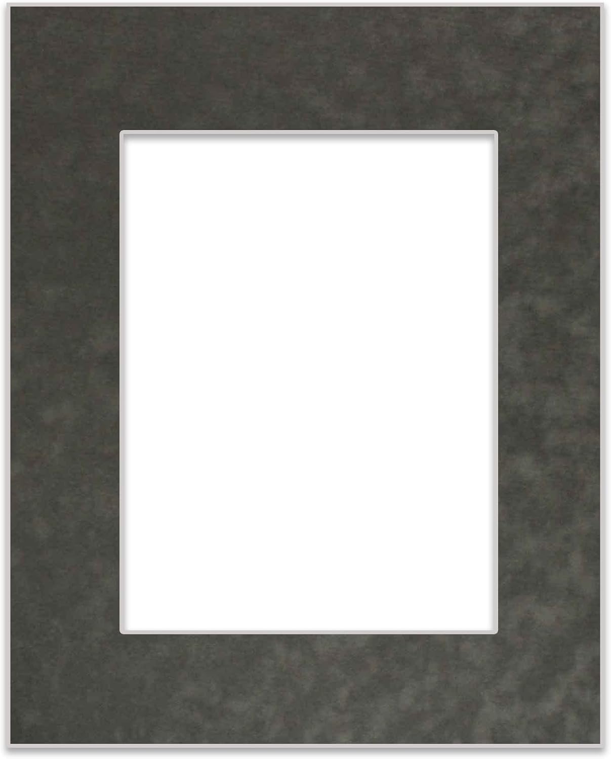 11x14 Mat Bevel Cut for 8.5x11 Photos - Acid Free Dark Grey Suede Precut Matboard With Backing Board and Crystal Clear, Self Seal Photo Mat Bag - For Pictures, Photos, Framing - 4-ply Thickness