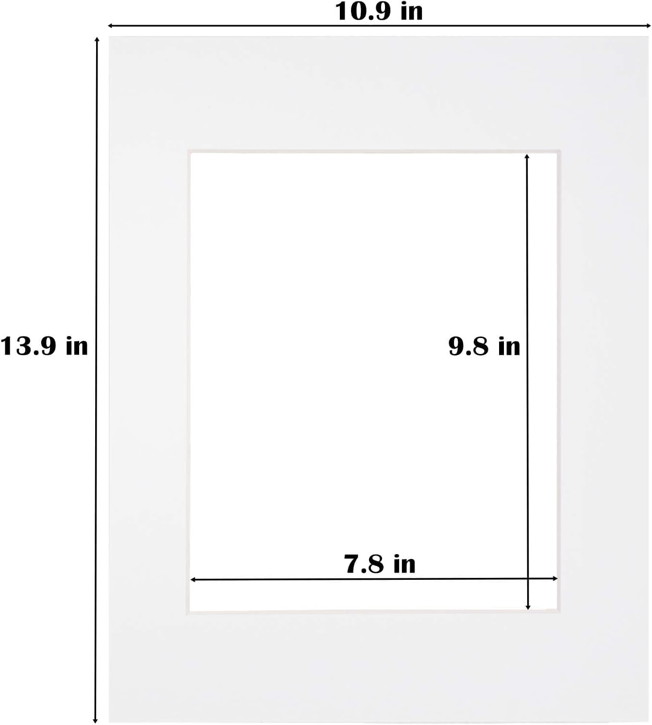 Egofine 11x14 White Picture Mats Pack of 11, Frame Mattes for 8x10 Pictures, Acid Free, 1.2mm Thickness, with Core Bevel Cut