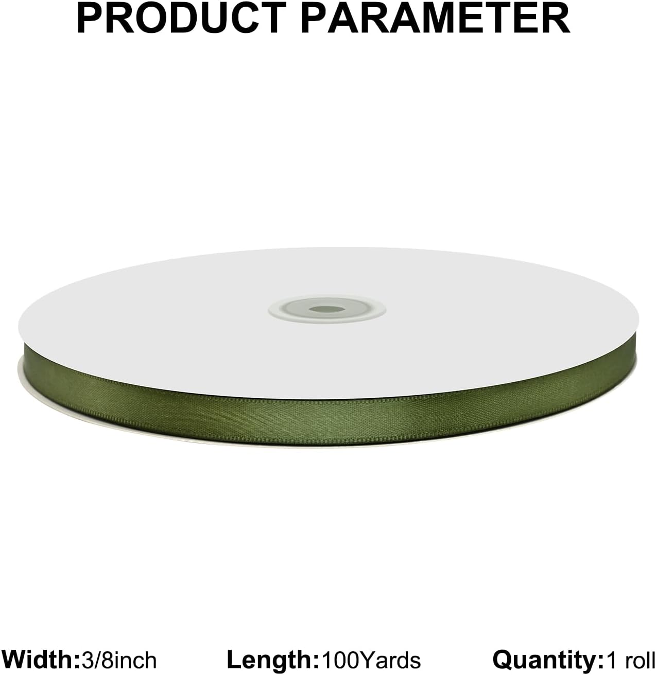 3/8" X 100 Yards Moss Satin Thin Ribbon Solid Color Double Faced Ribbons Perfect for Crafts Wedding Decor Bow Making Arts Sewing and More