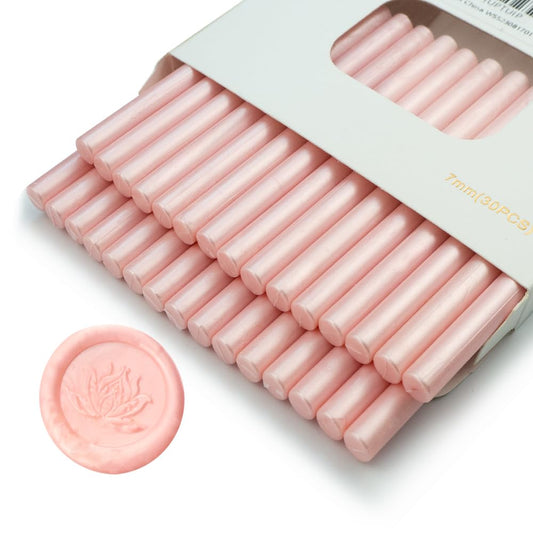 Wax Seal Stick, Ioggtser 30 PCS Pearlescent Pink Mini Glue Gun Wax Seal Stick for Wax Seal Stamp, Sealing Wax Sticks for Wedding Invitations, Cards, Envelopes