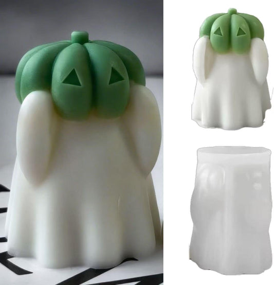 Ghost Holding Pumpkin Resin Mold, Halloween Candle Making Molds Fun Kit Cute Ghost and Pumpkin Epoxy Resin Molds Silicone DIY Craft
