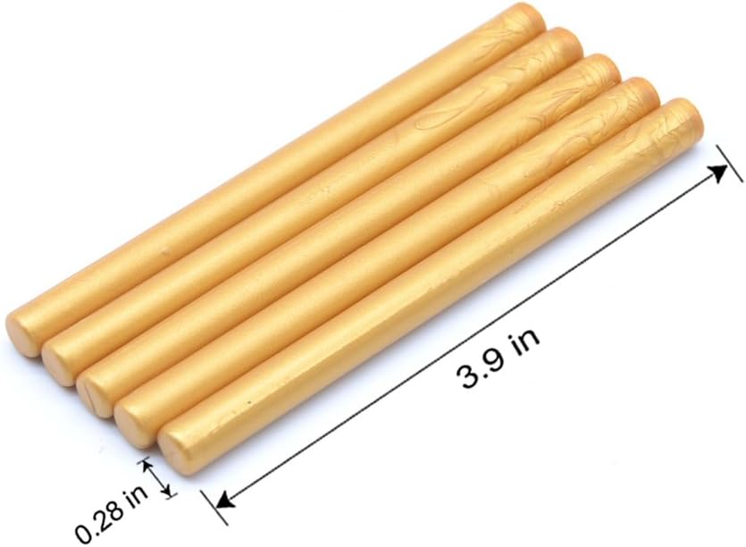 Melting Glue Gun Sealing Wax Sticks for Envelope Thanksgiving Card, Party or Wedding Invitation, Xmas Wrapping,Mini Size, Pack of 16 in Amber Gold