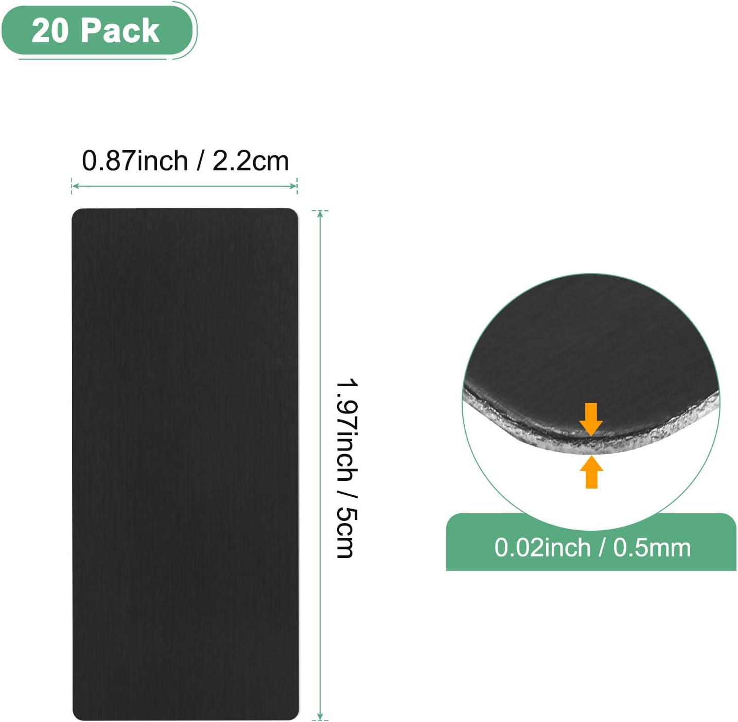 20-Pack Anodized Aluminium Laser Engraved Mount Metal Plate 2x1x0.02 Inch Engraver Blank Anodized Aluminum Sheets for DIY Laser Printing/Home/Office[Black]