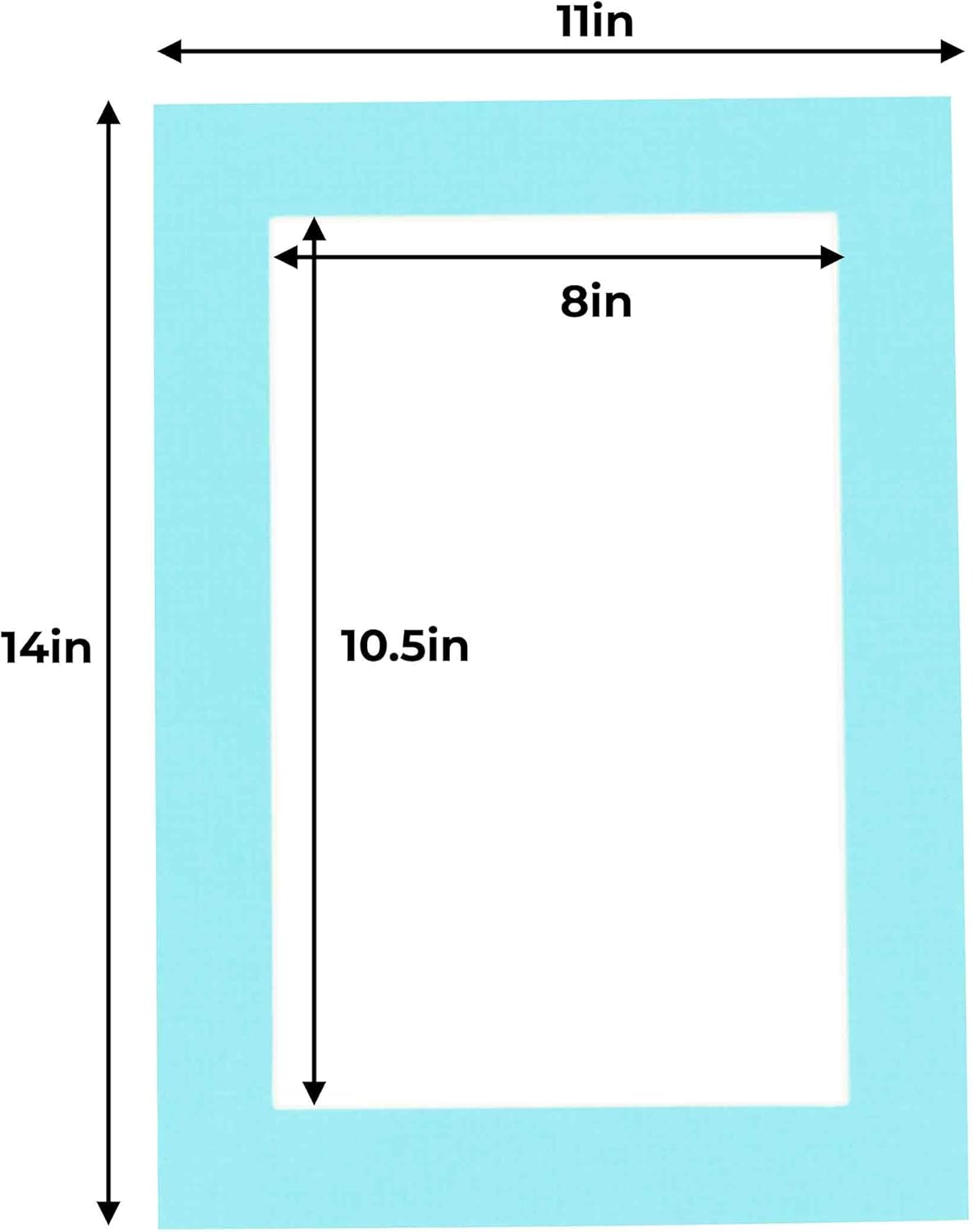 11x14 Mat for 8.5x11 Photo - Precut Aquamarine Blue Picture Matboard for Frames Measuring 11 x 14 Inches - Bevel Cut Matte to Display Art Measuring 8.5 x 11 Inches - Acid Free Pack of 100 MATS