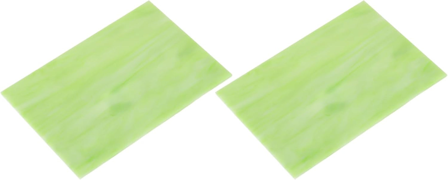 MECCANIXITY 2 Pcs Stained Glass Sheet Mosaic Tile 7.9 Inch x 5.9 Inch Light Green Stained Glass Sheets for Crafts DIY Art Project