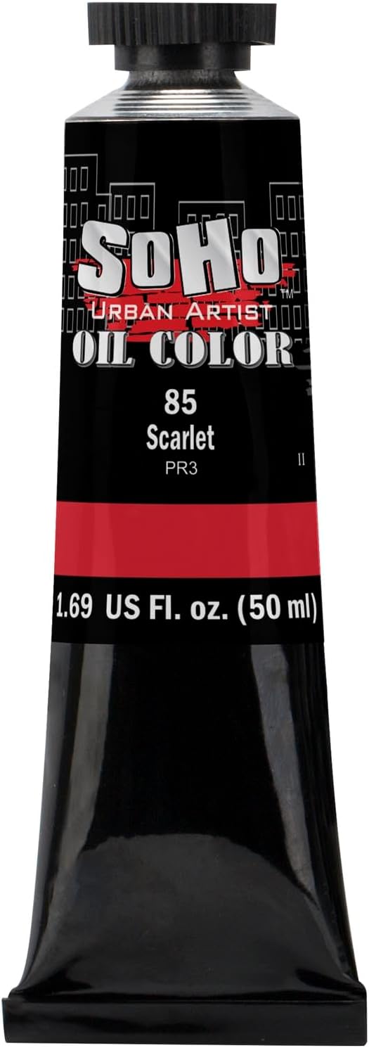 Soho Urban Artist Oil Paint - Scarlet, 50 ml Tube - Best Valued Oil Colors for Painting, Excellent Pigment Load