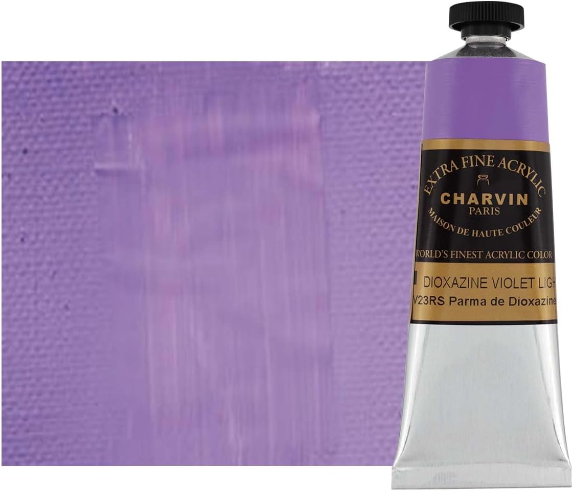 Charvin Extra Fine Professional Acrylic Paint - Dioxazine Violet Light, 60ml Tube, Triple-Milled, Lightfast Pigments, Open Stock Artist Acrylic Paints in Nature-Inspired Hues