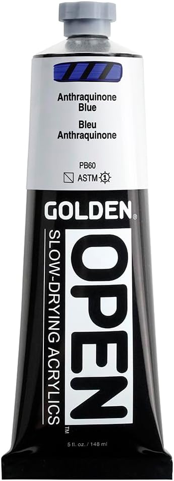 OPEN Slow-Drying Acrylics by GOLDEN, Anthraquinone Blue, 5 fl oz. tube, Professional Acrylic Paint, Semi-Transparent