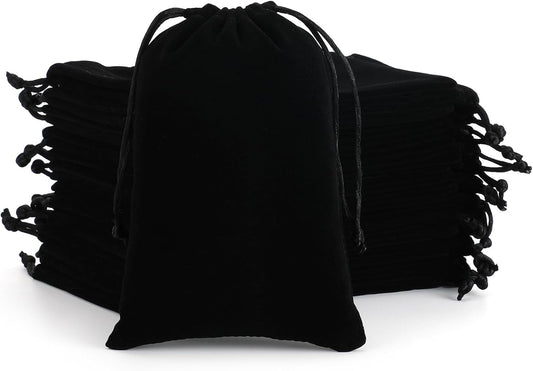 Velvet Drawstring Jewelry Bag, 50Pcs Black Coin Pouch, 4x6 Tarot Card Holder For Wrapping Halloween Party Favors, Small Jewelry, Small Bussiness, Palm Crosses, Customers, For Church