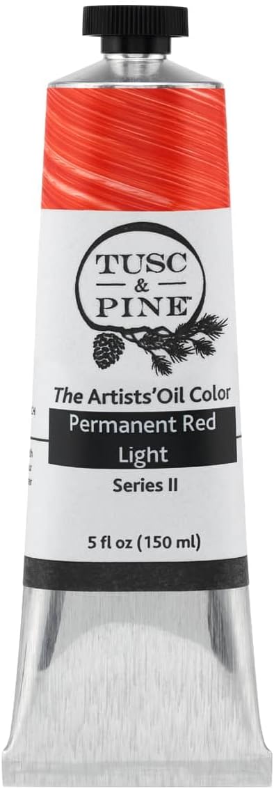 Tusc & Pine Artist Oil Paint - Permanent Red Light, 150 ml, Non-Yellowing, Rich & Creamy Consistency, Maximum Pigment Load, Small Batch Milled Oil Paints Made in the USA for Professional Artists