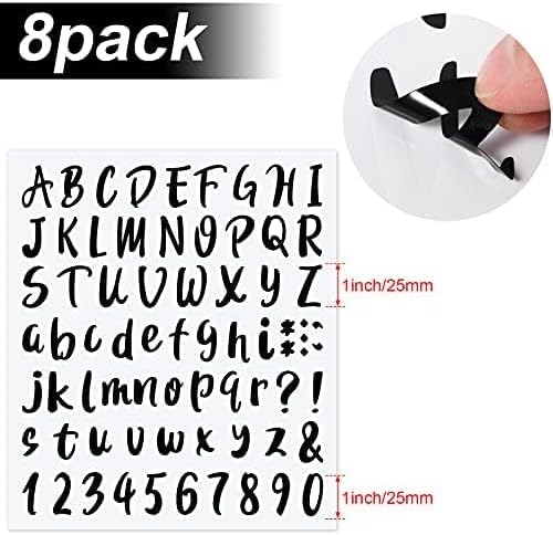 Outus 576 Pieces 8 Sheets Letters Stickers Self Adhesive Vinyl Letter Alphabet Number Stickers Mailbox Numbers Sticker, Decals for Classroom Decor, Sign, Door(Black,1 Inch)