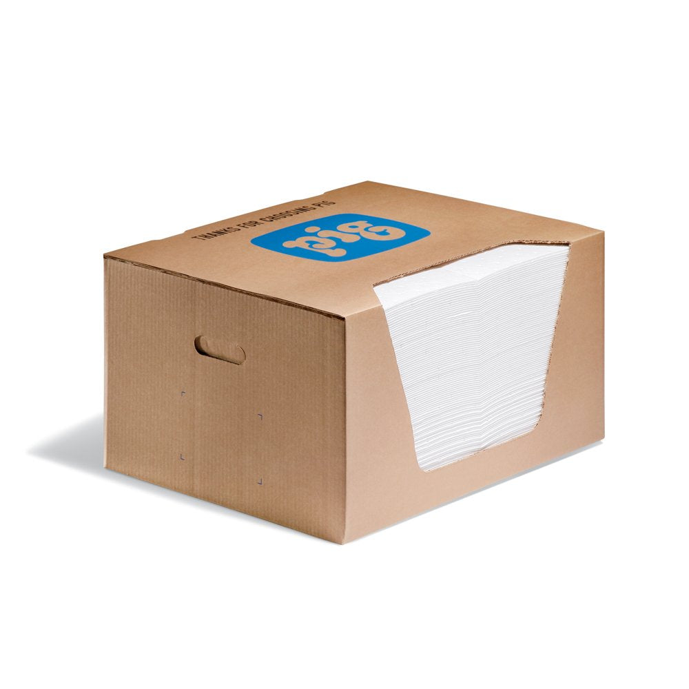 PIG Oil Absorbent Mat Pad | in Dispenser Box | Absorbs Oils & Fuels | 21 oz Absorbency Per Pad | Mediumweight | 20" L x 15" W | 100 Pads | MAT454
