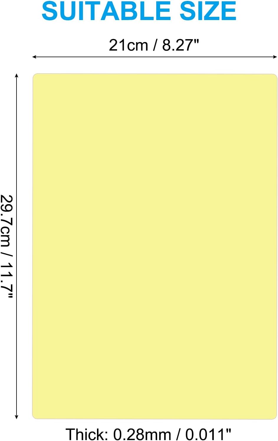 PATIKIL A4 Size Guided Reading Sheet, 5pcs Correction Lighting Gel Filter Colored Overlay Transparent Color Film for Classroom Photo Studio, Yellow