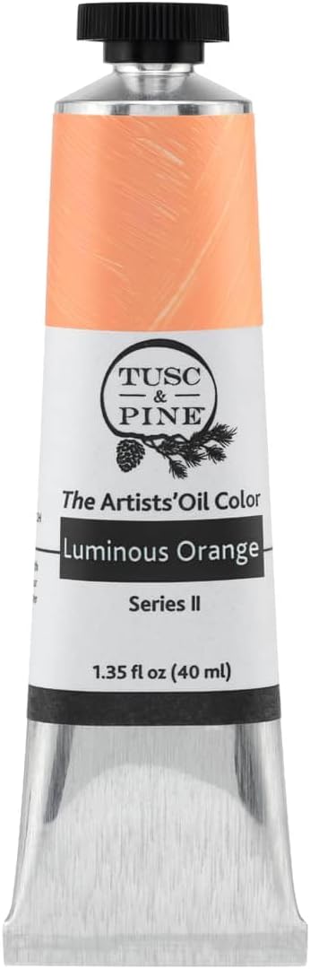 Tusc & Pine Artist Oil Paint - Luminous Orange, 40 ml, Non-Yellowing, Rich & Creamy Consistency, Maximum Pigment Load, Small Batch Milled Oil Paints Made in the USA for Professional Artists