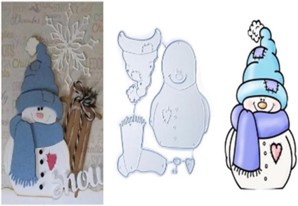 Mvchifay Cutting Dies Happy Birthday Metal Stencils Scrapbooking Tool DIY Emboss Paper Card Making (6 Pcs Snowman-9.4x6.2cm)