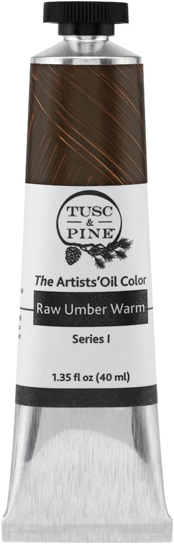 Tusc & Pine Artist Oil Paint - Raw Umber Warm, 40 ml, Non-Yellowing, Rich & Creamy Consistency, Maximum Pigment Load, Small Batch Milled Oil Paints Made in the USA for Professional Artists
