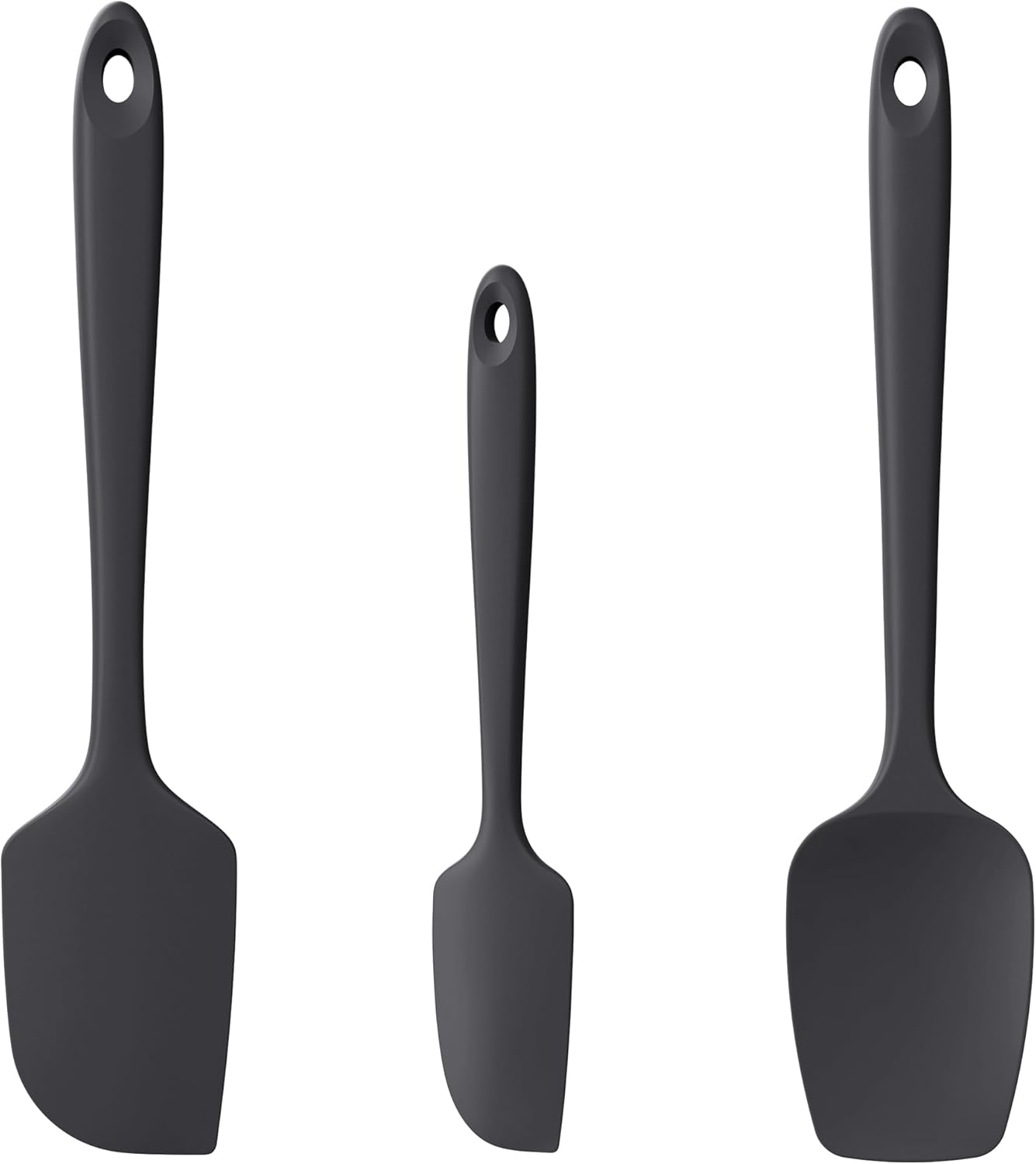 Heat Resistant Silicone Spatula Set of 3, Luxiwise 600ºF High Temp Baking Scraper Cooking Utensils Non-Stick BPA-Free for Seamless Mixing, Folding, Scraping with Rubber Kitchen Essentials (Black)
