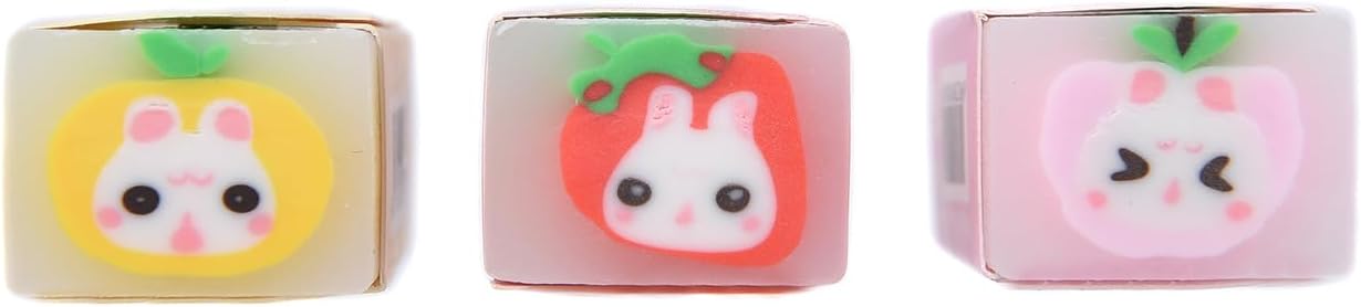 18 Pack Fruit Rabbit Jelly Erasers for Kids, Kawaii School Supplies Prize Gifts Party Favors