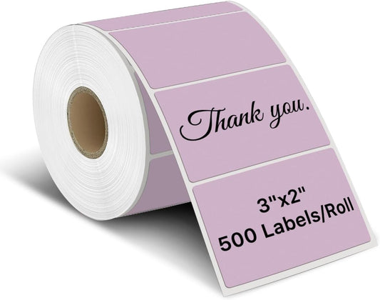 iEager 3" x 2" Thermal Labels, Rectangle Thermal Printer Stickers, Self-Adhesive Durable Sticker with Perforation Line, 500 Labels/Roll, Purple
