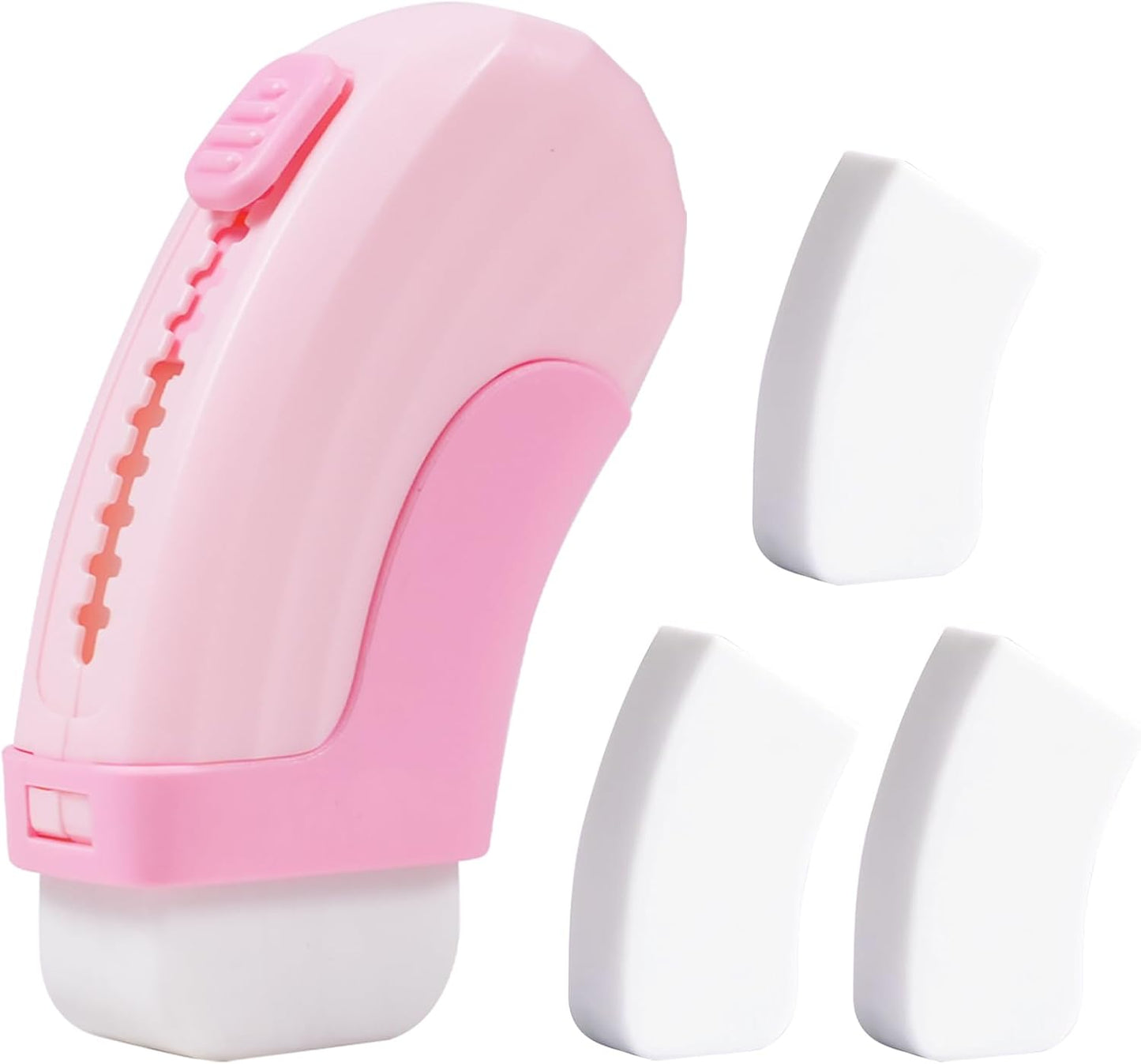 3+1 Pack Rubber Erasers Sliding Retractable Eraser, Soft Cute Erasers Push Pull Large Pencil Erasers with Plastic Sleeve 3 Refill Eraser for School Students Kids Office Home Supplies, Pink