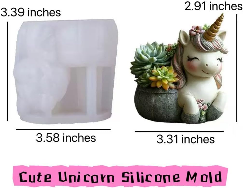 Animal Resin Molds Silicone 3D Cute Unicorn Epoxy Resin Jar Plaster Candle Holder Wax Molds for Candle Making, Art Crafts DIY Unique Display Home Decor