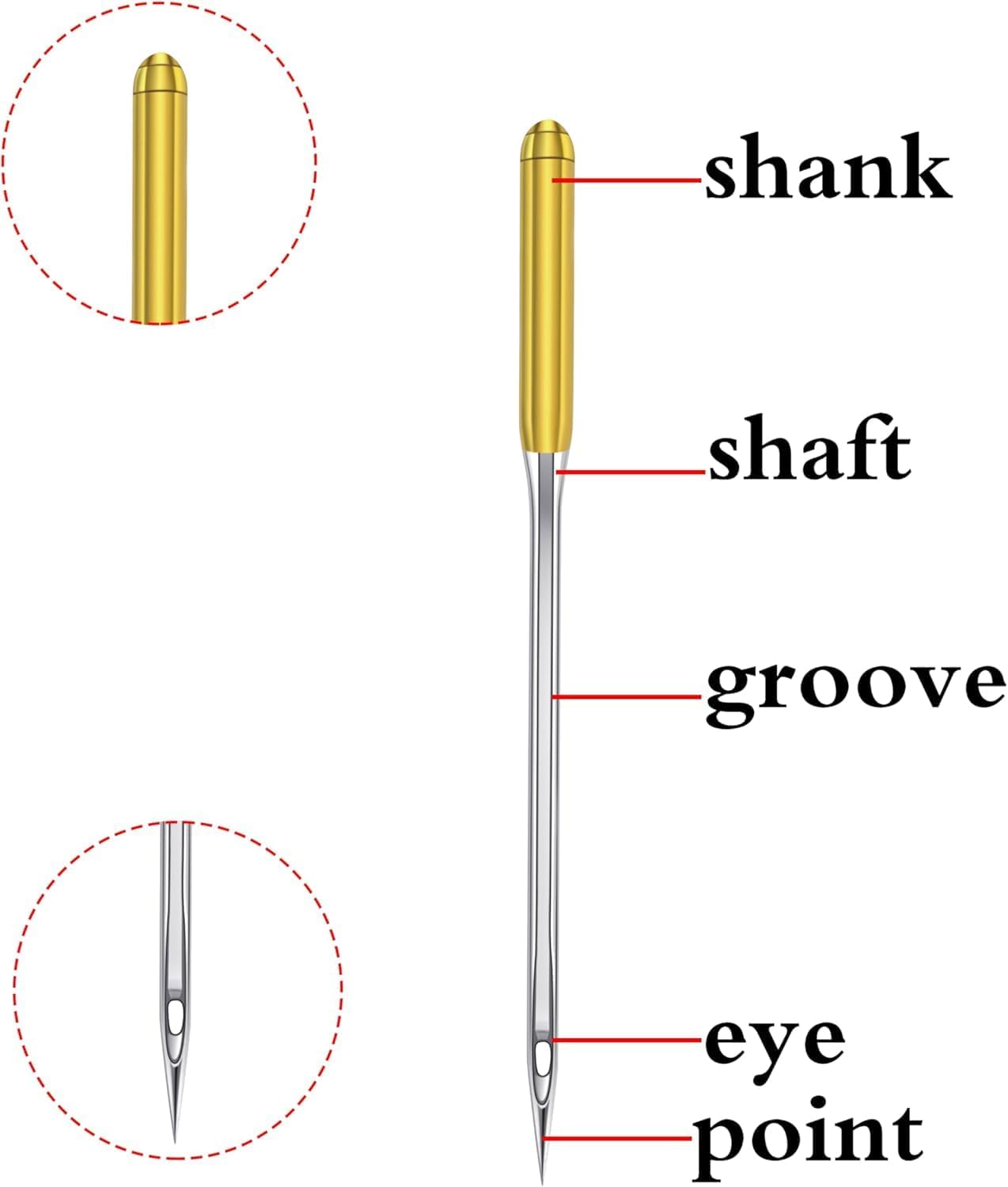 HONEYSEW 30 Pieces Sewing Machine Needles HAX1 130/705H Universal Regular Point Flat Shank Sewing Needle Compatible with Singer, Brother,Janome,Pfaff and Other Brand (Mix Color 6 Sizesx5PCS-30PCS)