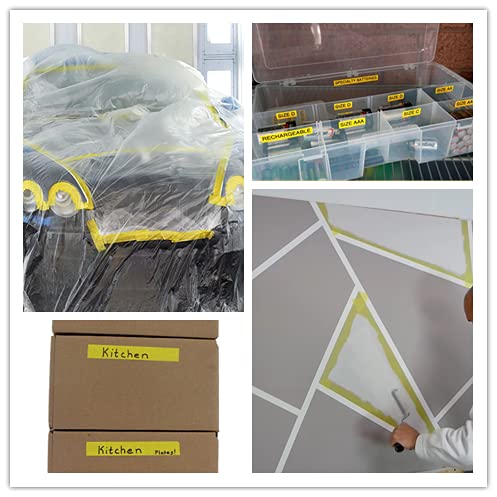 Yellow Painter's Tape,1 inch x 60 Yards - Medium Adhesive Masking Tape for Painting,Labeling,DIY Crafting,Decoration and Medium Adhesive Masking Tape for Painting,Labeling,Automotive Refinish