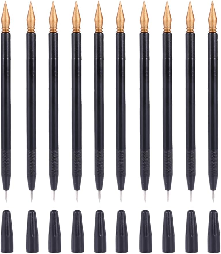 EXCEART Scratch Brush 10 Pcs Set Black Plastic Scratch Painting Pens for Art Drawing and DIY Creative Project Scratchboard Tools