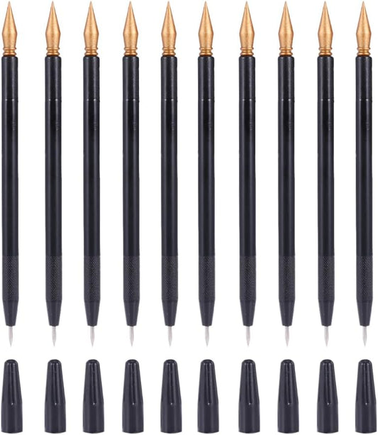 EXCEART Scratch Brush 10 Pcs Set Black Plastic Scratch Painting Pens for Art Drawing and DIY Creative Project Scratchboard Tools