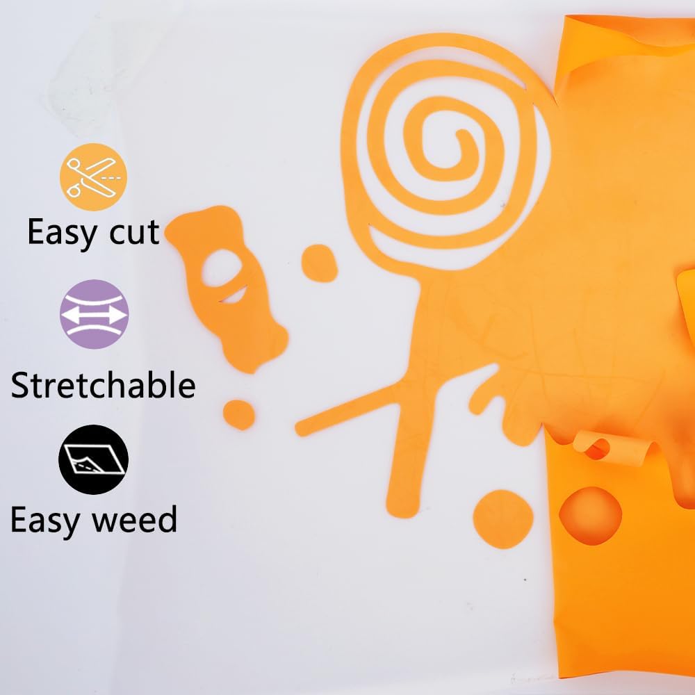 guangyintong Light Orange Heat Transfer Vinyl HTV Rolls, 12" x 8ft Light Orange Iron on Vinyl for T-Shirts Glossy Surface HTV Vinyl for All Cutter Machines Easy to Cut & Weed for Heat Vinyl Design