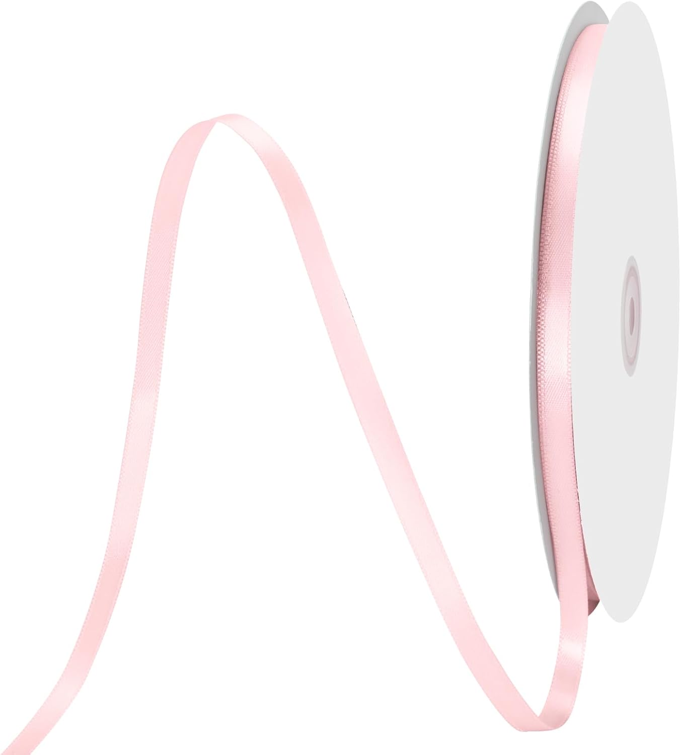 1/4" X 100 Yards Lt Pink Satin Thin Ribbon Solid Color Double Faced Ribbons Perfect for Crafts Wedding Decor Bow Making Arts Sewing and More