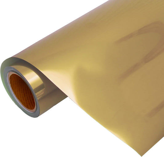 Threadart Metallic Foil Gold Heat Transfer Vinyl Film | Custom Cut Roll 20" Wide by The Yard | Compatible with Venture Explore and Maker, Silhouette Cameo, & Large Format Cutters