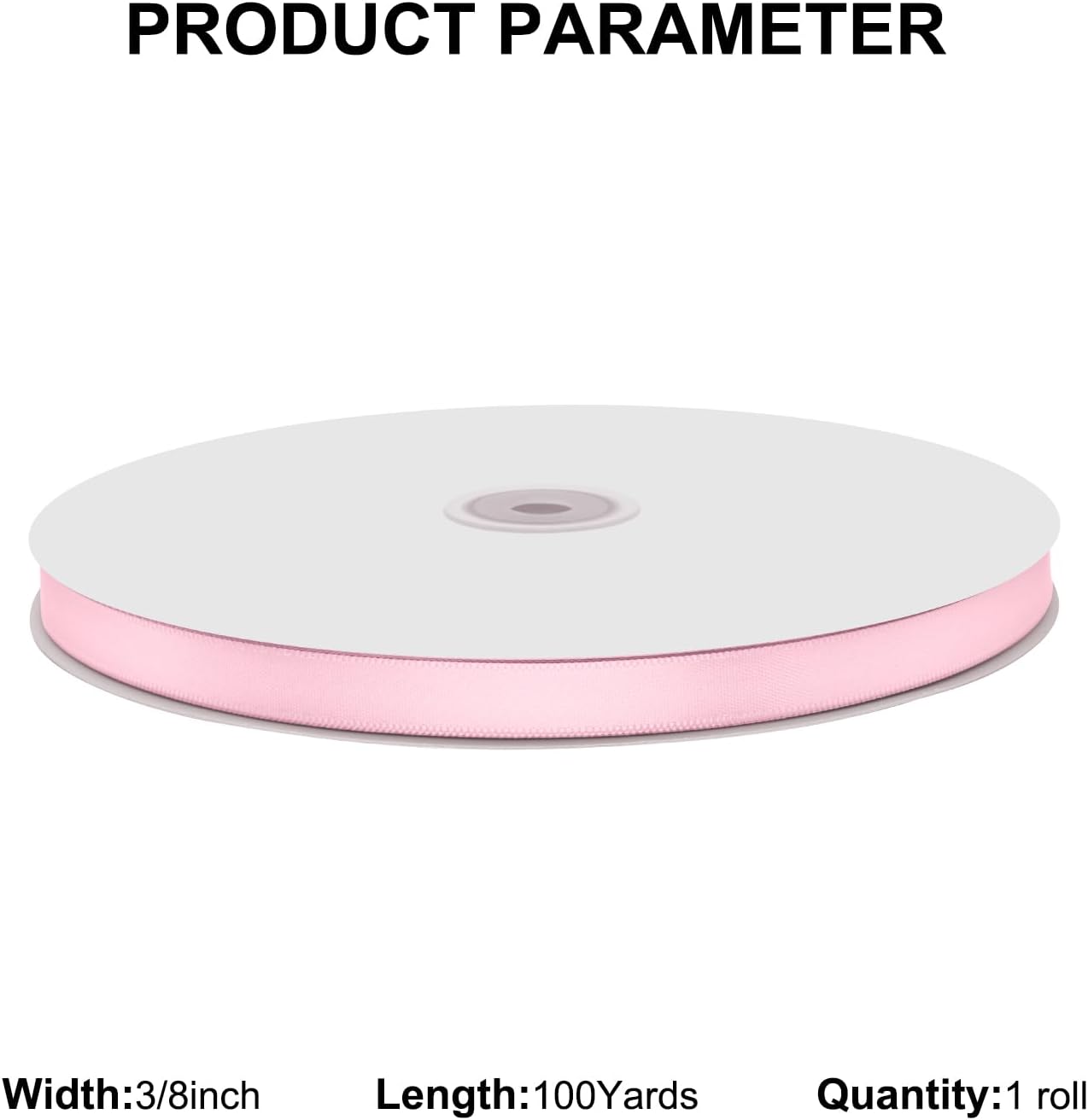 3/8" X 100 Yards Pearl Pink Satin Thin Ribbon Solid Color Double Faced Ribbons Perfect for Crafts Wedding Decor Bow Making Arts Sewing and More