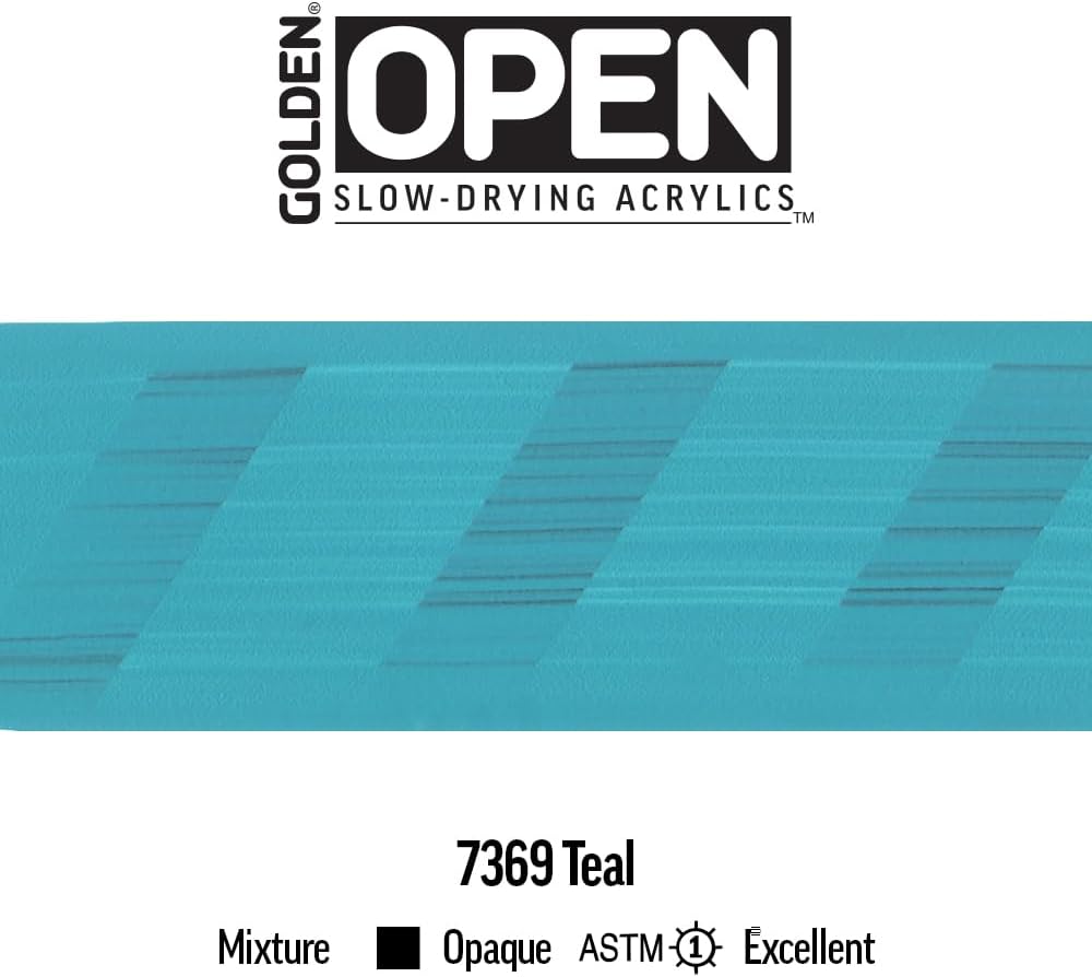 OPEN Slow-Drying Acrylics by GOLDEN, Teal, 2 fl oz. tube, Professional Acrylic Paint, Opaque