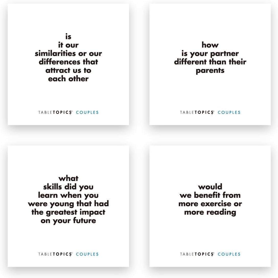 TableTopics Couples Conversation Cards for Romantic Partners with 135 Questions for Date Nights & Intimate Talks, Unique Gift for Anniversaries