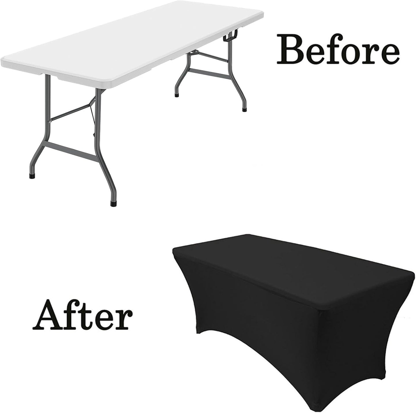 Generic 6 ft Folding Table, Portable Heavy Duty HDPE Fold-in Table, Lightweight Folding Table, Foldable Plastic Card Table for Party, Dining, Barbecue, Board Game with Carrying Handle - White